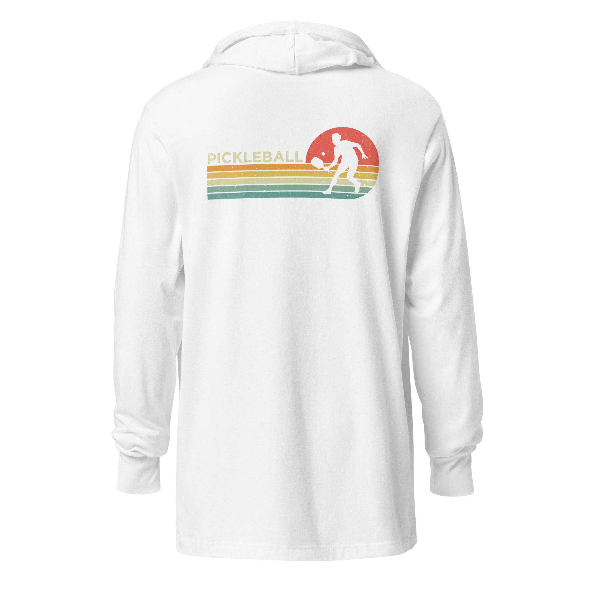 Retro Pickleball hooded long - sleeve tee - White