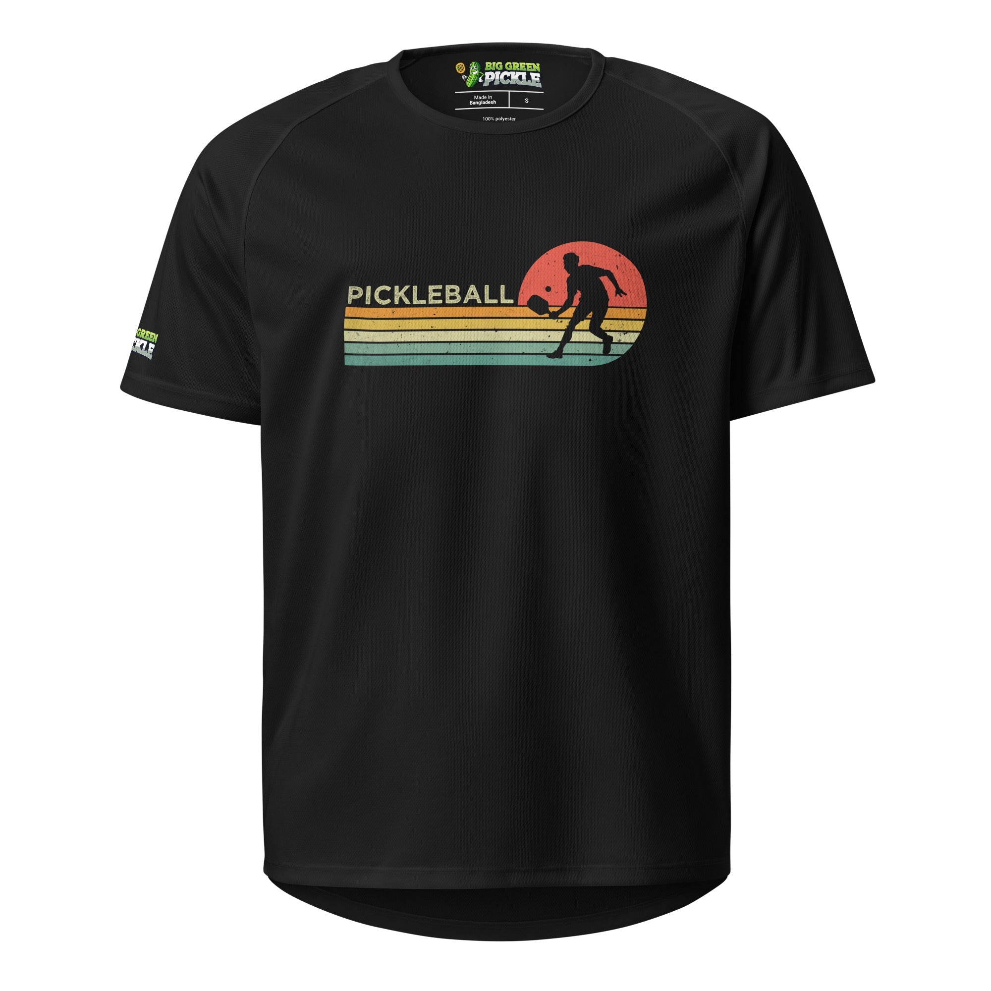 Retro Pickleball on Moisture Wicking Polyester Mesh T-Shirt - Black