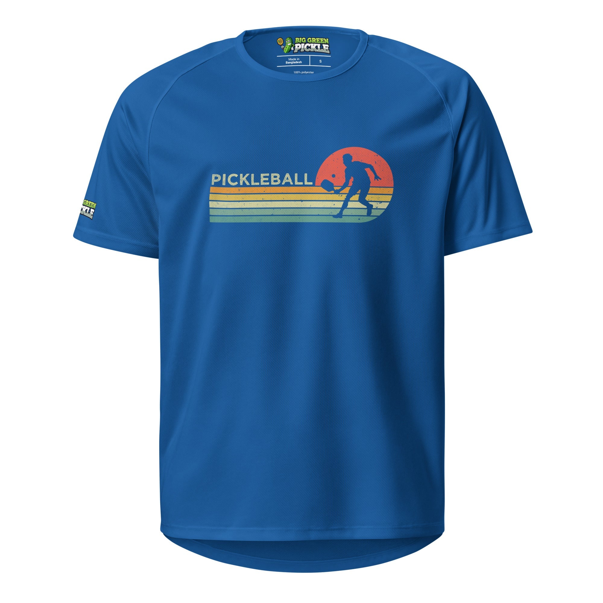 Retro Pickleball on Moisture Wicking Polyester Mesh T-Shirt - Royal Blue