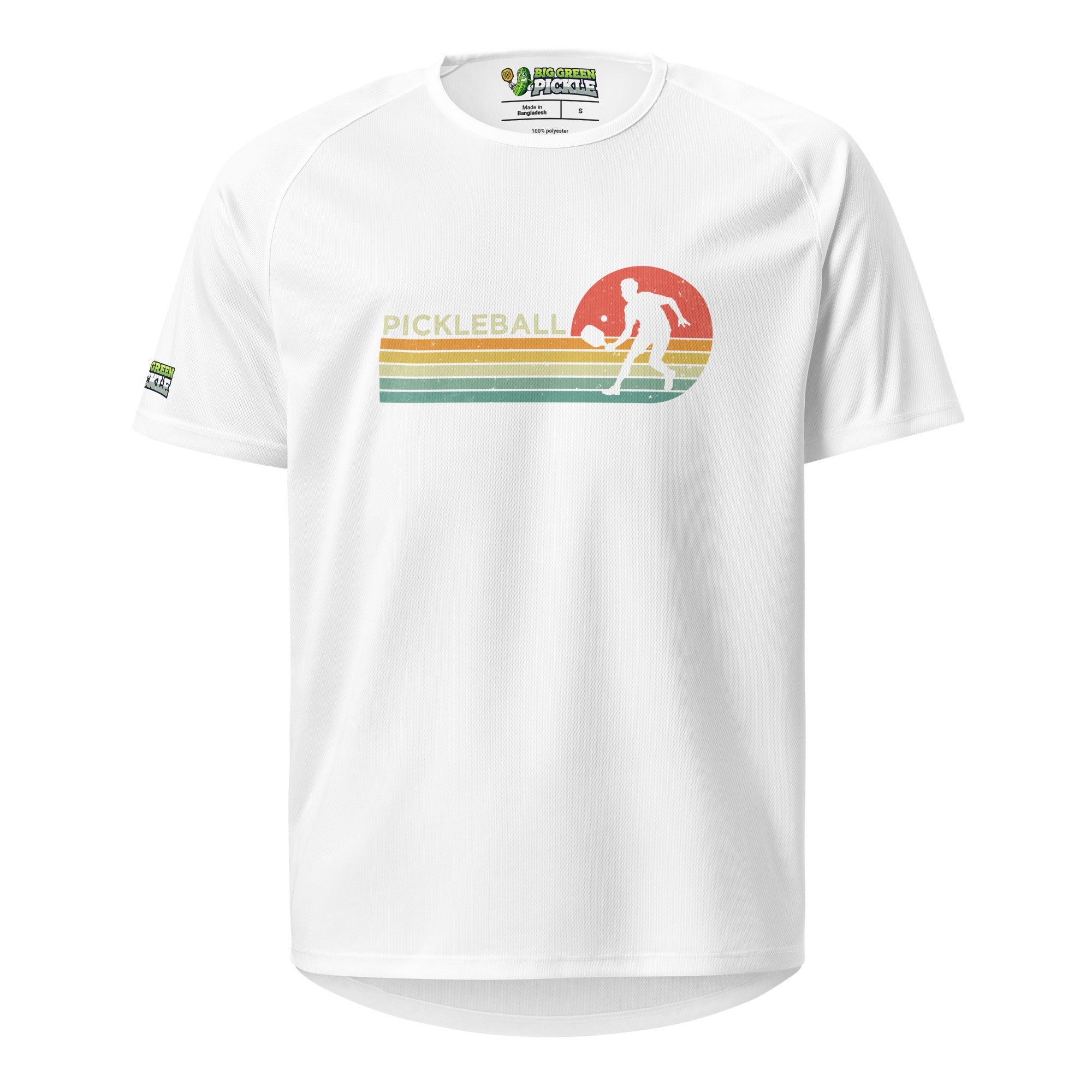 Retro Pickleball on Moisture Wicking Polyester Mesh T-Shirt - White