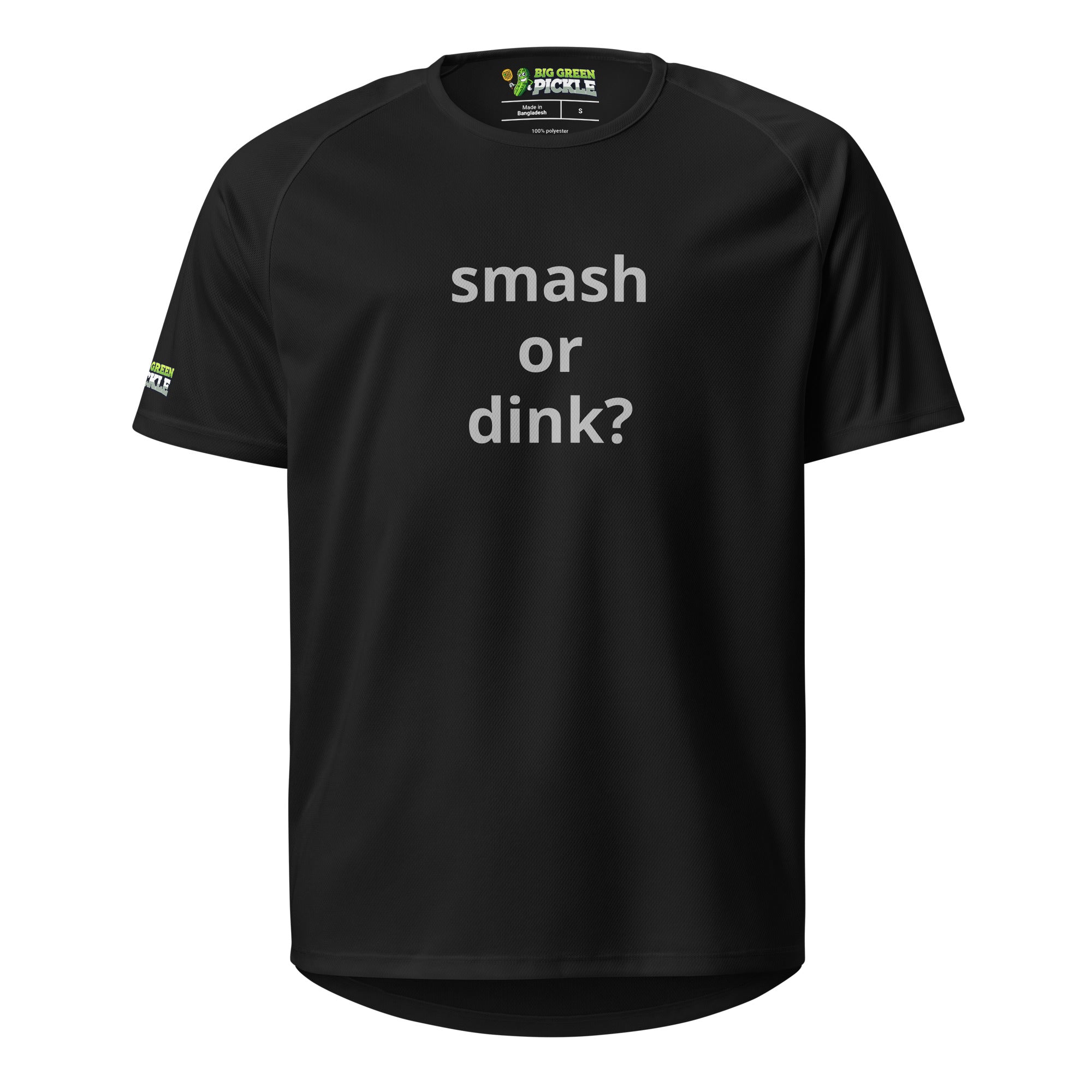 Smash or Dink on Moisture Wicking Polyester Mesh Pickleball T-Shirt - Black