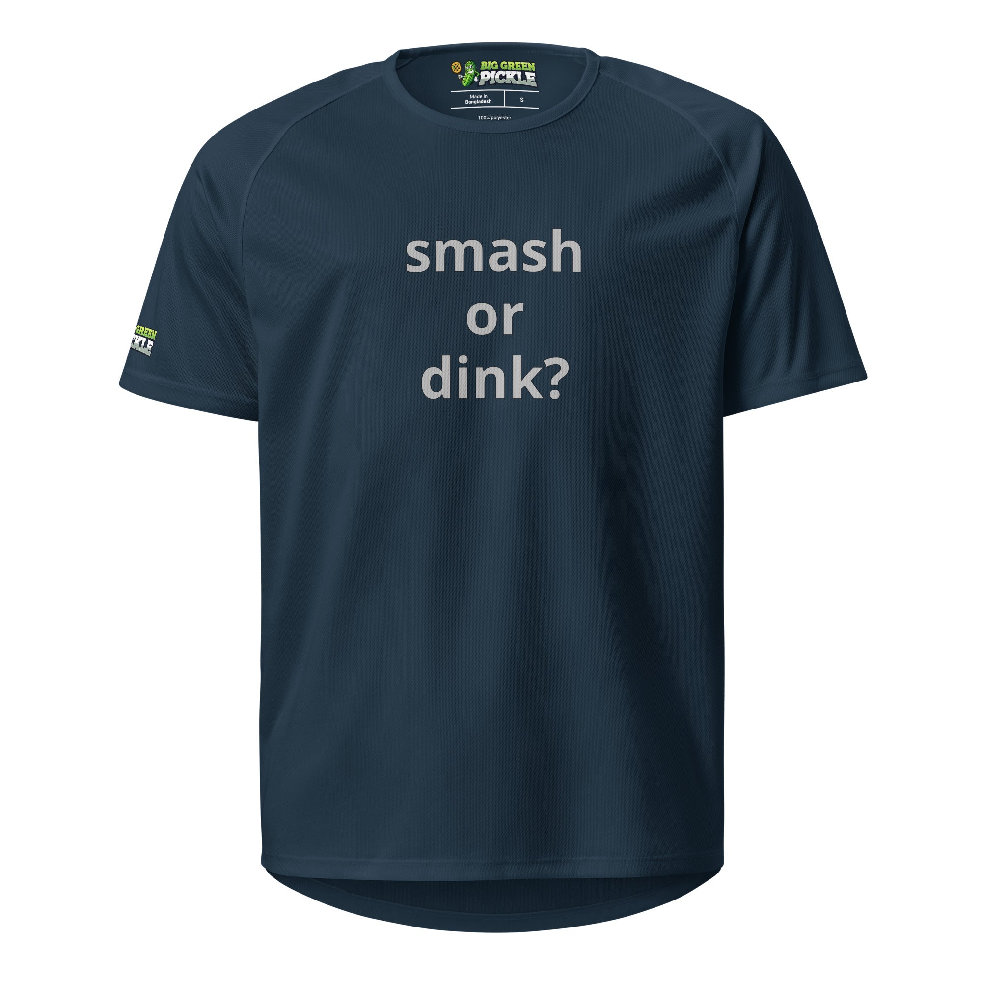 Smash or Dink on Moisture Wicking Polyester Mesh Pickleball T-Shirt - French Navy