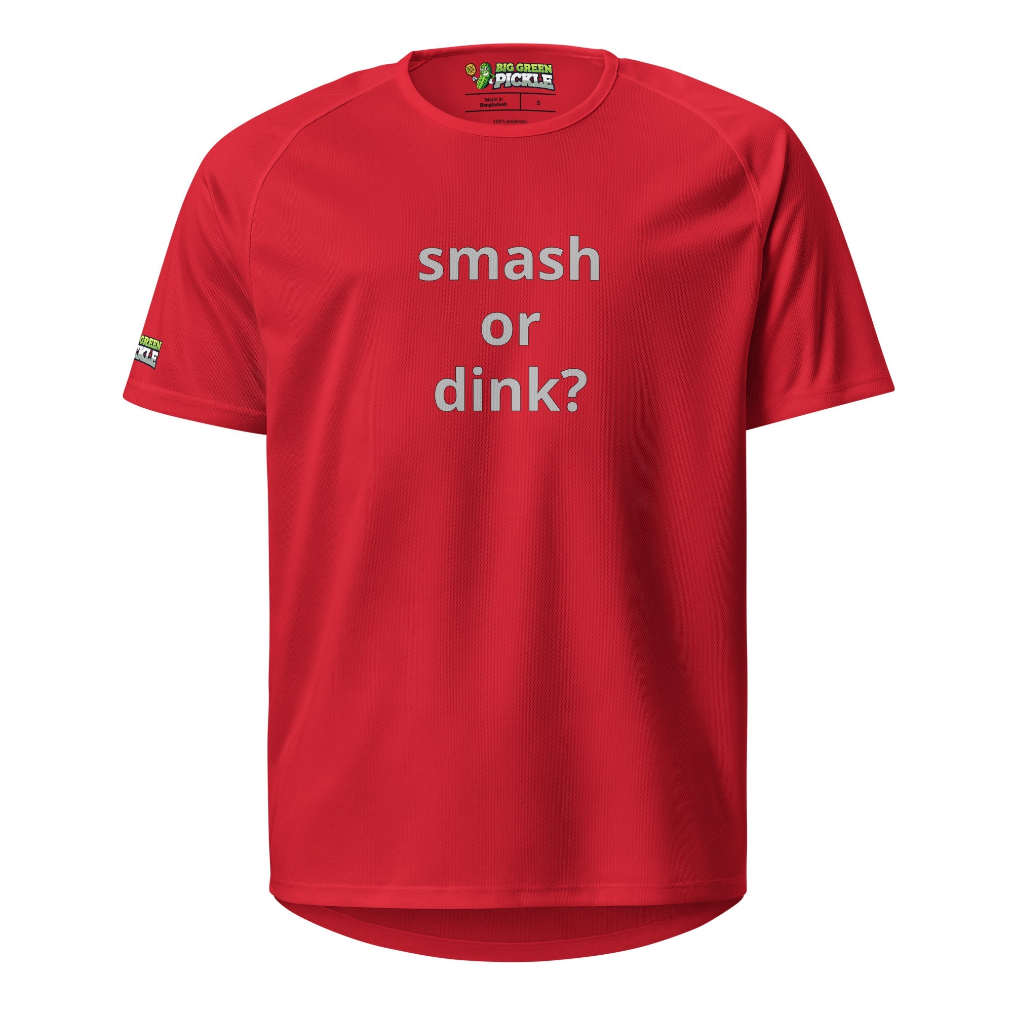 Smash or Dink on Moisture Wicking Polyester Mesh Pickleball T-Shirt - Red