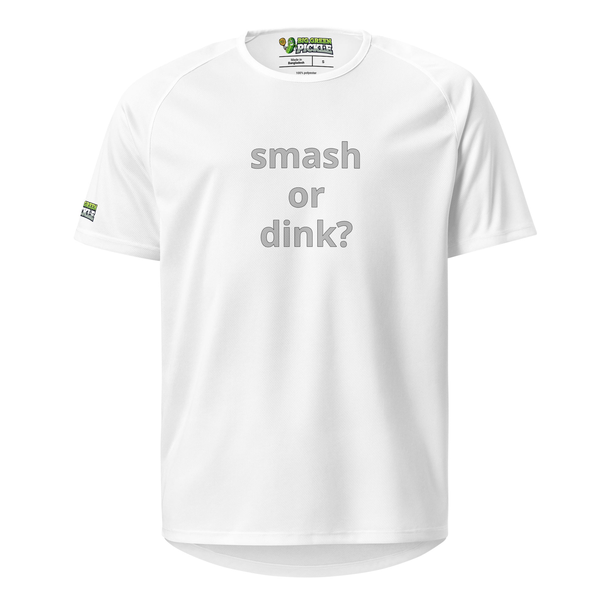 Smash or Dink on Moisture Wicking Polyester Mesh Pickleball T-Shirt - White