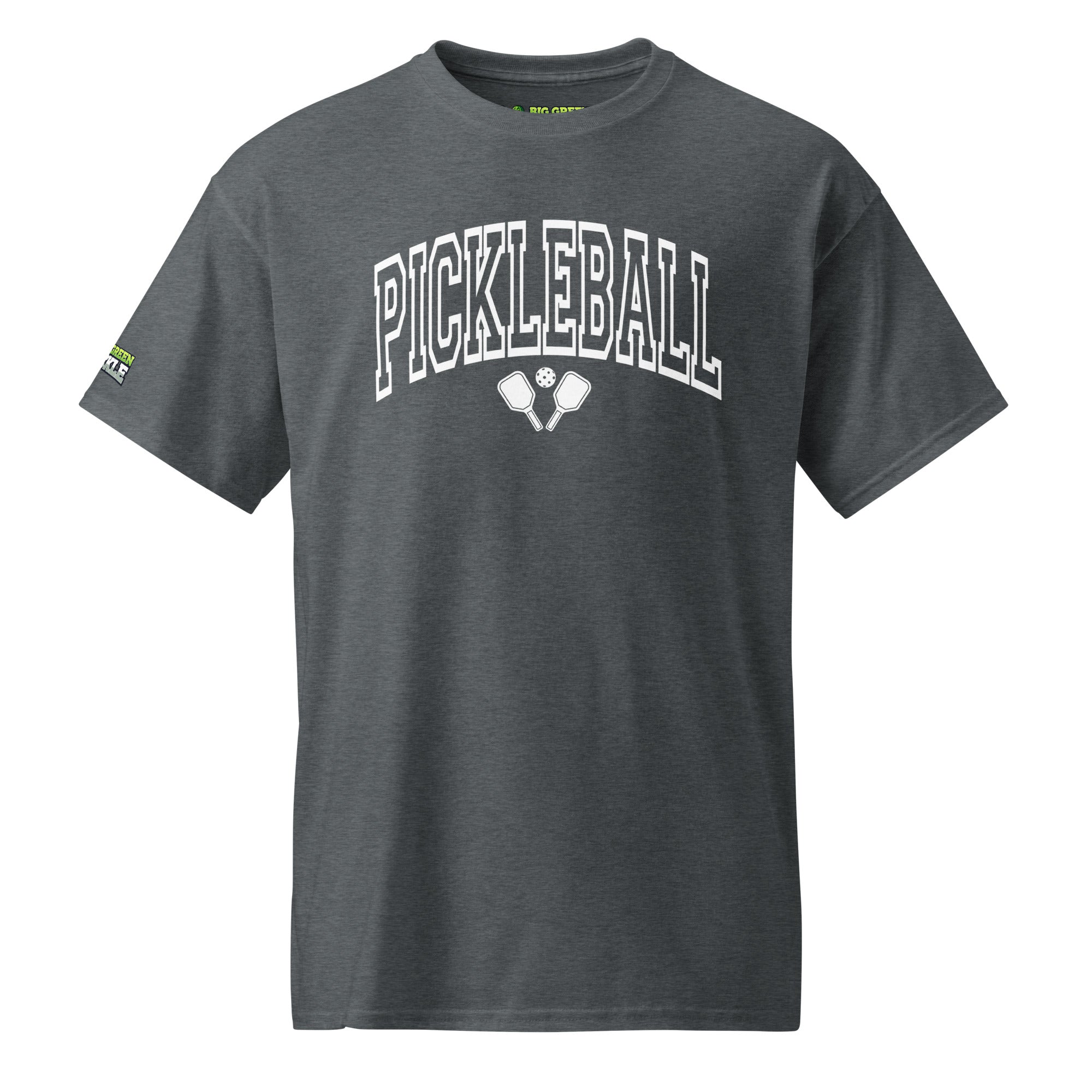 White Arched Letters - Pickleball 50/50 DryBlend T-Shirt - Dark Heather