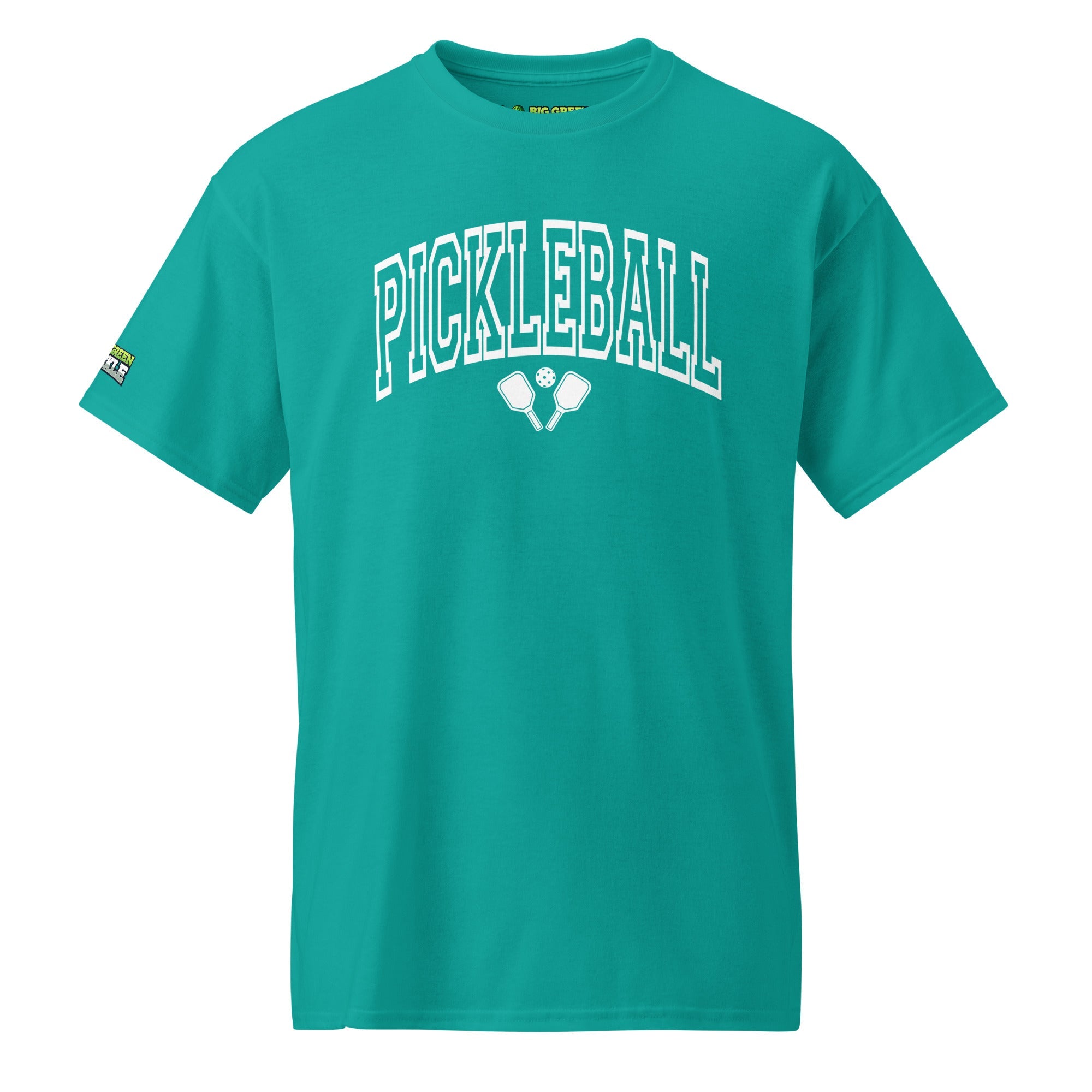 White Arched Letters - Pickleball 50/50 DryBlend T-Shirt - Jade Dome