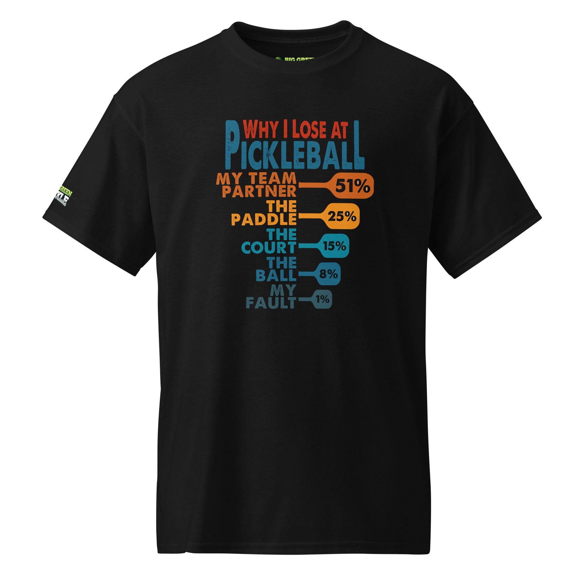 Why I Lose At Pickleball on DryBlend 50/50 T-Shirt - Black