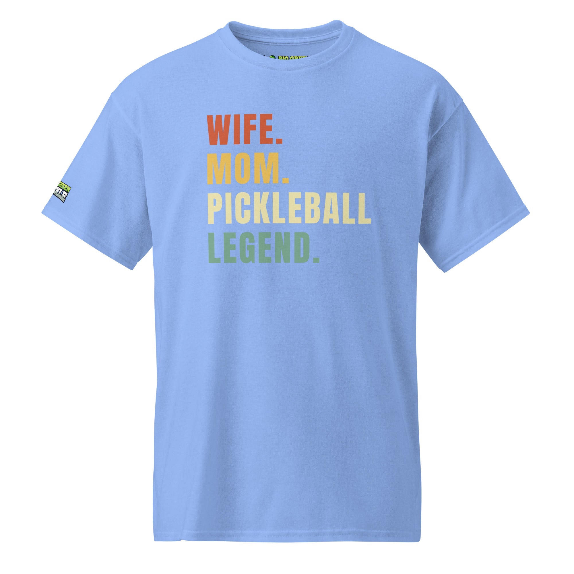 Wife Mom Pickleball Legend on 50/50 Blend Moisture Wicking T-Shirt - Carolina Blue