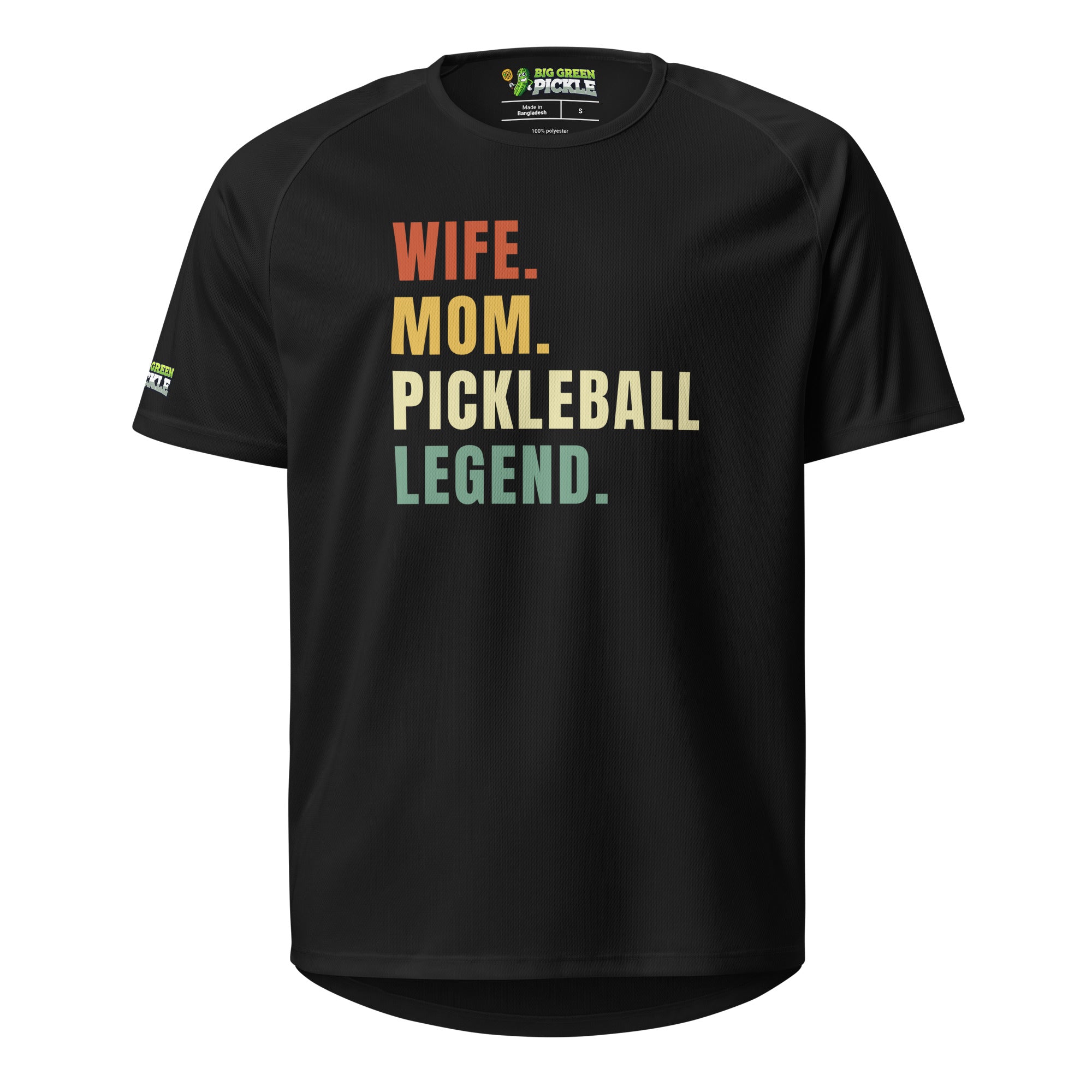 Wife Mom Pickleball Legend on Moisture Wicking Polyester Mesh T-Shirt - Black