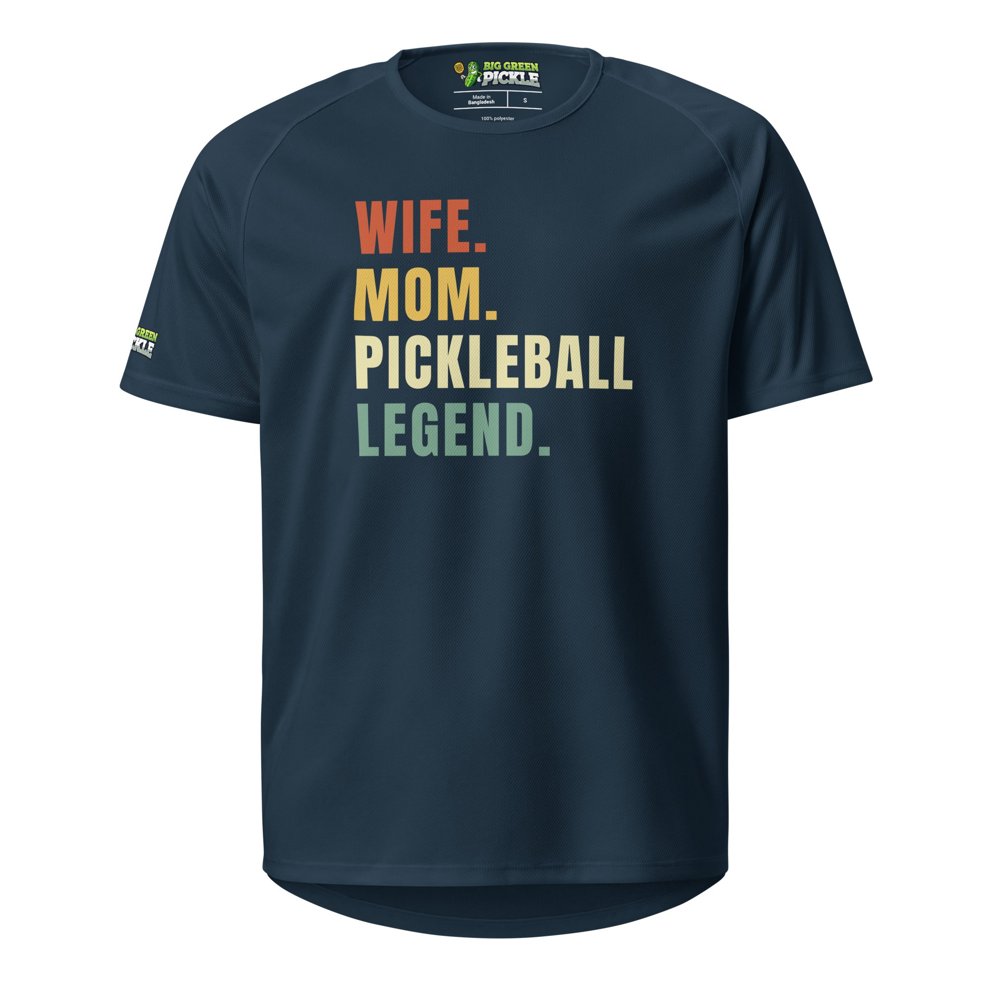 Wife Mom Pickleball Legend on Moisture Wicking Polyester Mesh T-Shirt - French Navy