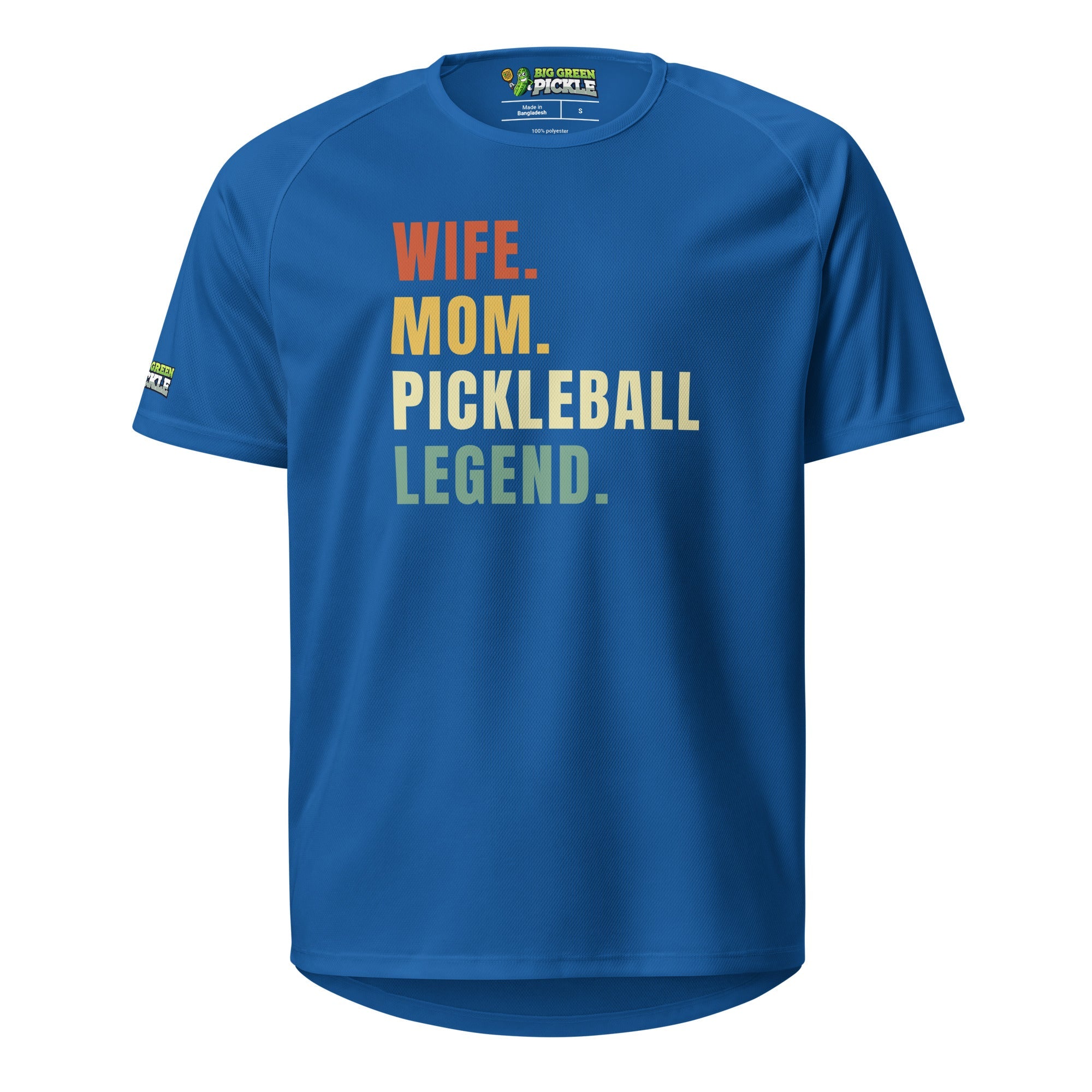 Wife Mom Pickleball Legend on Moisture Wicking Polyester Mesh T-Shirt - Royal Blue