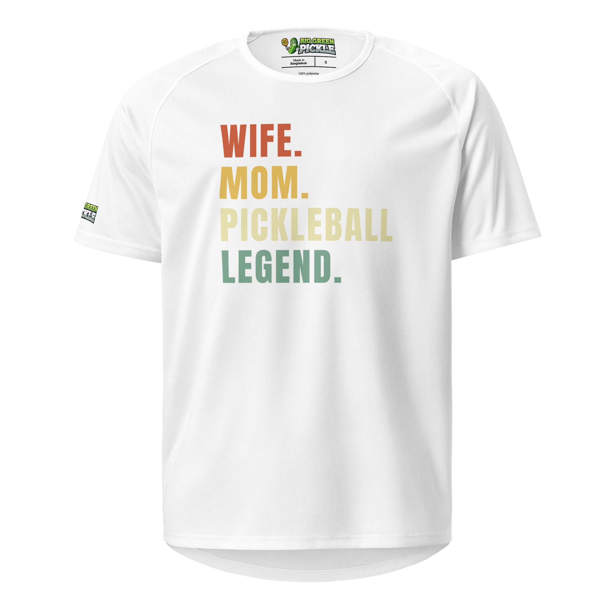 Wife Mom Pickleball Legend on Moisture Wicking Polyester Mesh T-Shirt - White