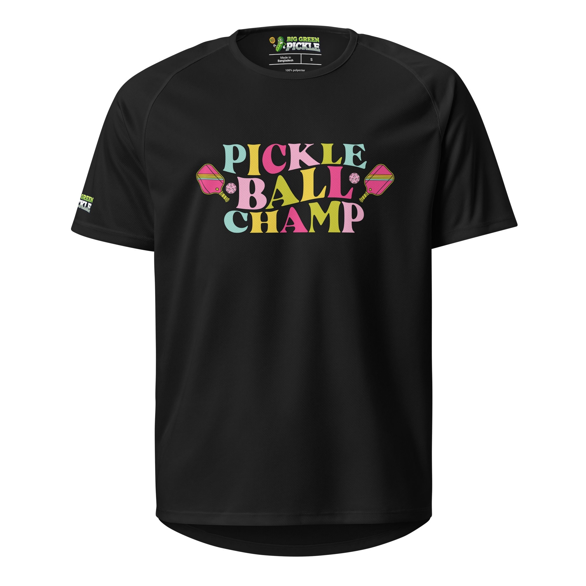 Women's Pickleball Champ Moisture Wicking Polyester Mesh T-Shirt - Black