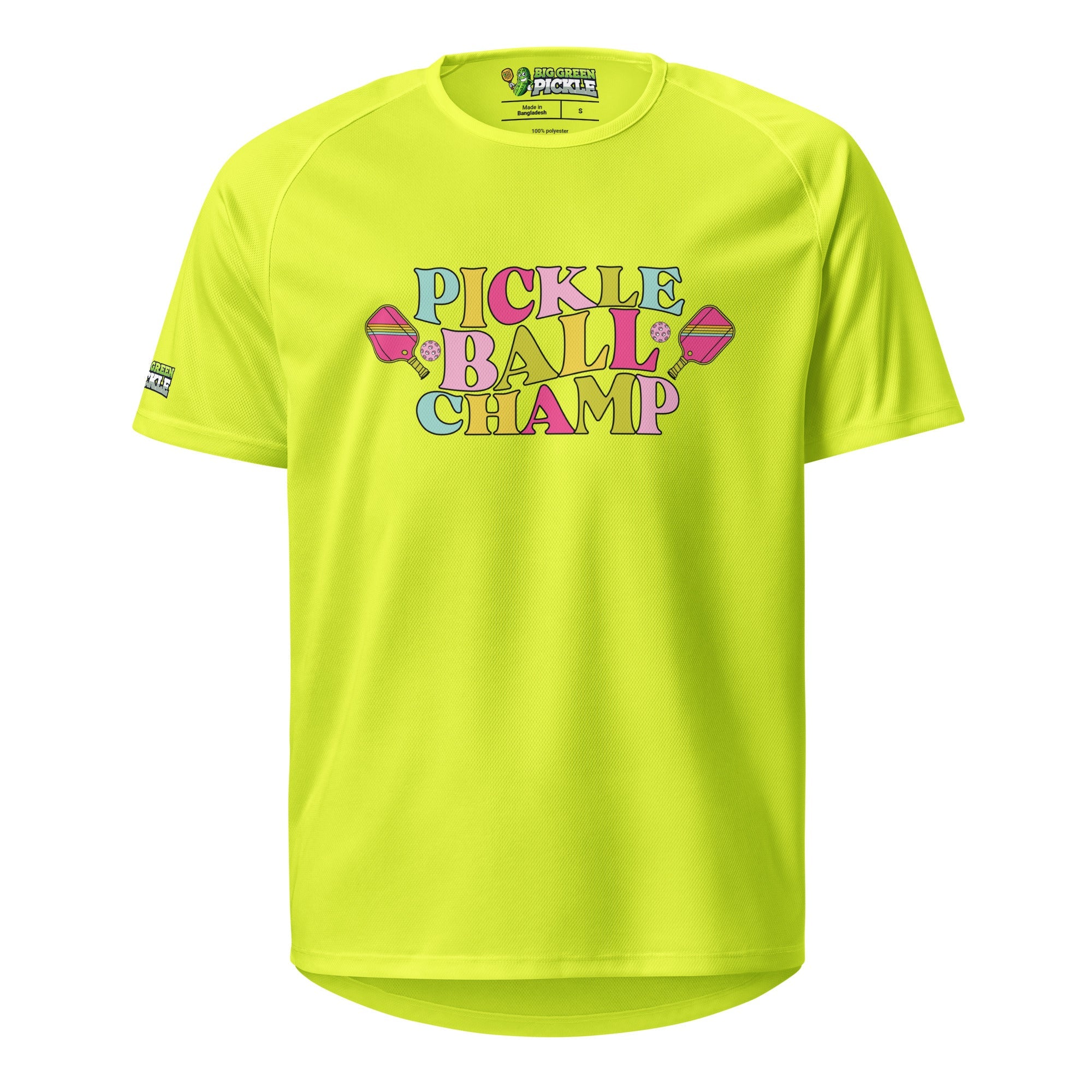 Women's Pickleball Champ Moisture Wicking Polyester Mesh T-Shirt - Neon Yellow